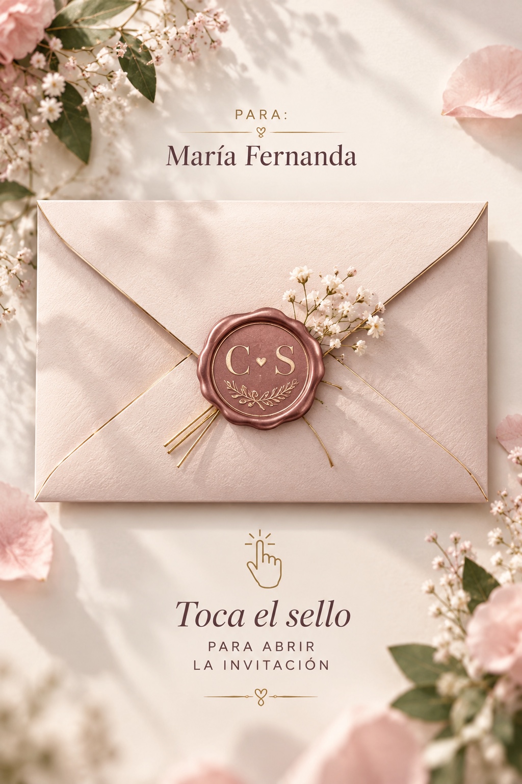 Sobre floral de la invitación de Carlos y Sylvia